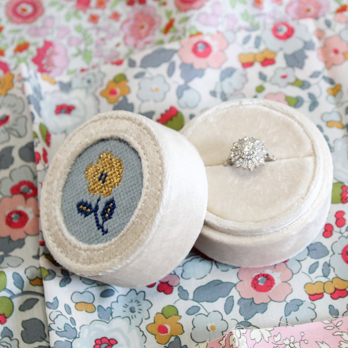 Self-Finishing Needlepoint Ring Box (Preorder)